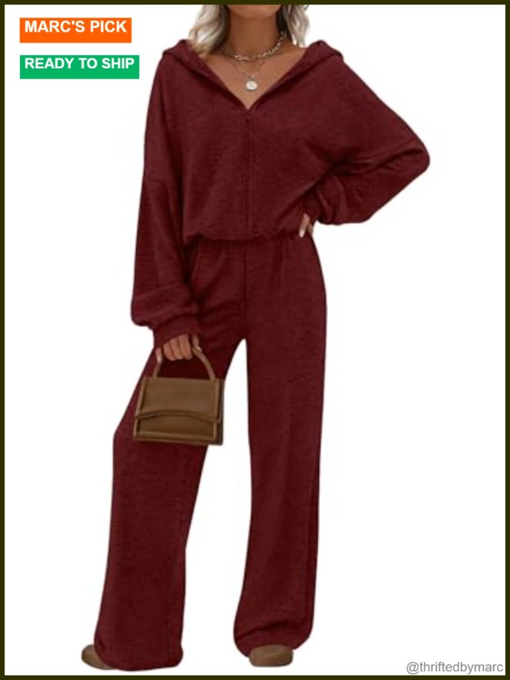 2 Piece Lounge Set Zip Up Hoodie Wide Leg Pants Pockets Casual Travel Outfit